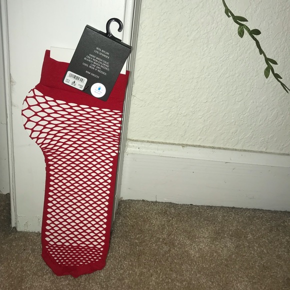 Red Fishnet Socks - Picture 3 of 3